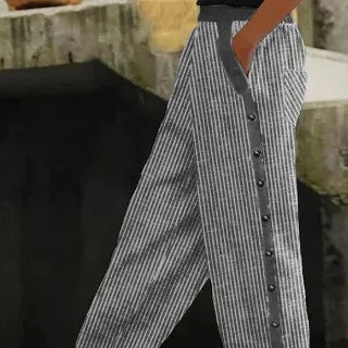 Women's 3D Digital Printing Exquisite Linen Casual Trousers