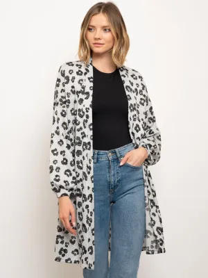WOMEN'S ANIMAL PRINT LONG SLEEVE CARDIGAN