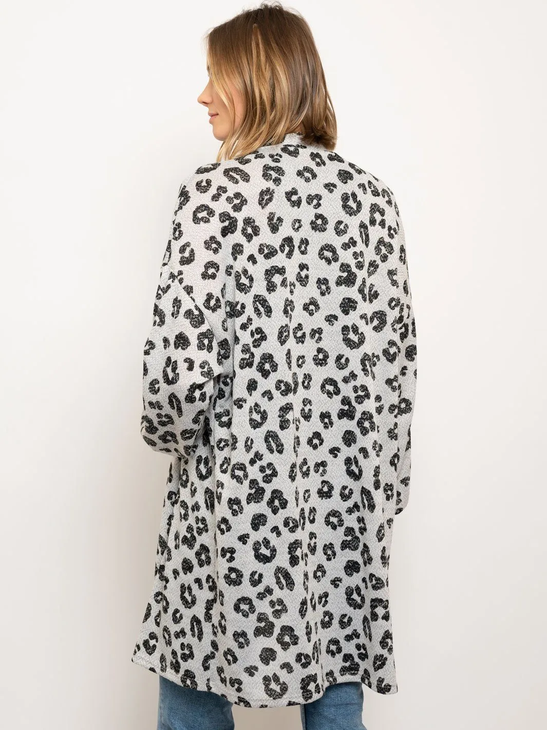 WOMEN'S ANIMAL PRINT LONG SLEEVE CARDIGAN