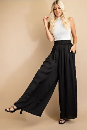 Women's Black Stretch Waist flowy wide leg dressy Maternity pant