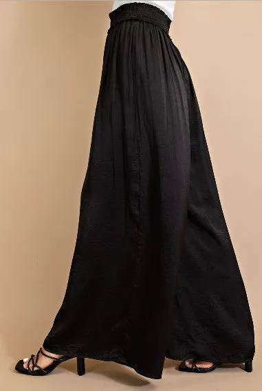 Women's Black Stretch Waist flowy wide leg dressy Maternity pant