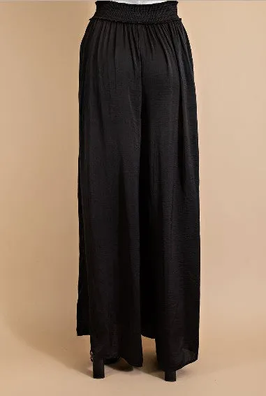 Women's Black Stretch Waist flowy wide leg dressy Maternity pant
