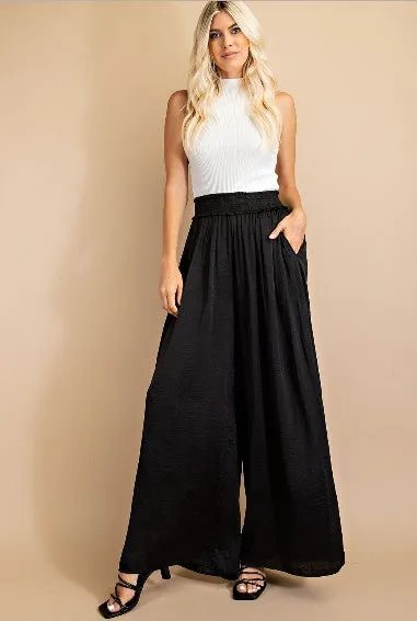Women's Black Stretch Waist flowy wide leg dressy Maternity pant