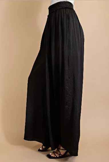 Women's Black Stretch Waist flowy wide leg dressy Maternity pant