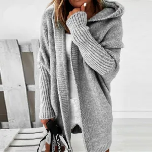 Women's Warm Long Hooded Cardigan | Knitted
