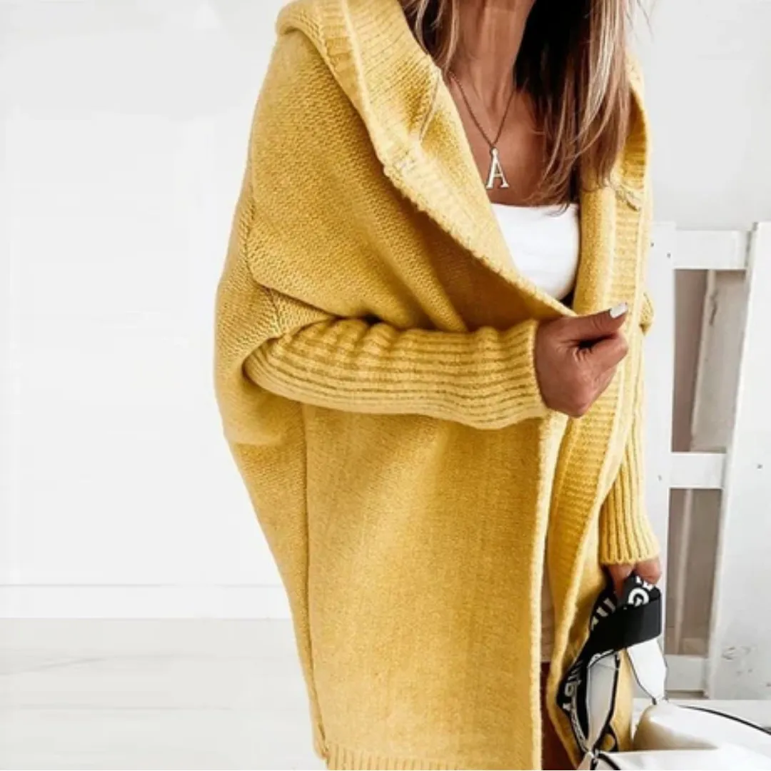 Women's Warm Long Hooded Cardigan | Knitted