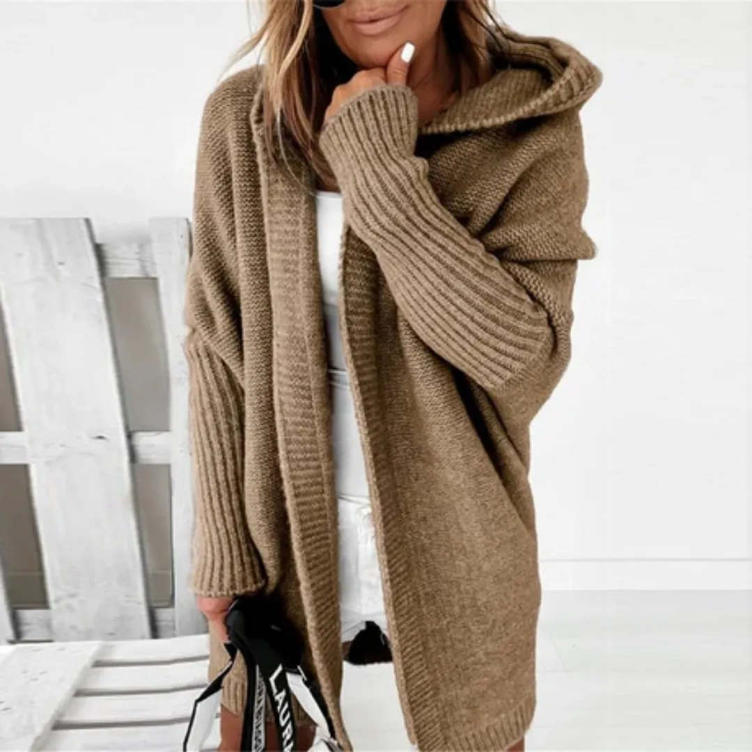 Women's Warm Long Hooded Cardigan | Knitted