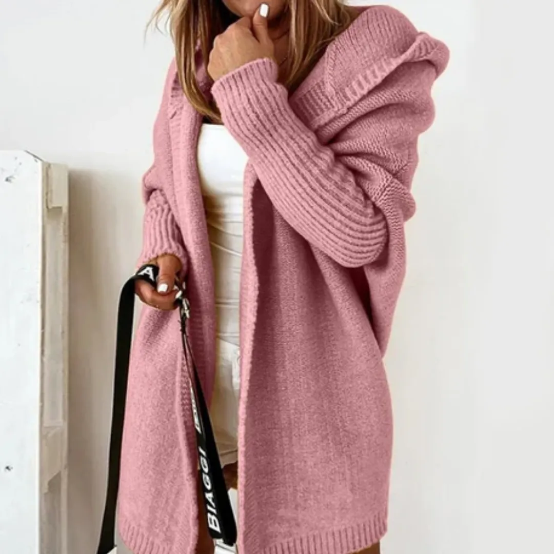 Women's Warm Long Hooded Cardigan | Knitted