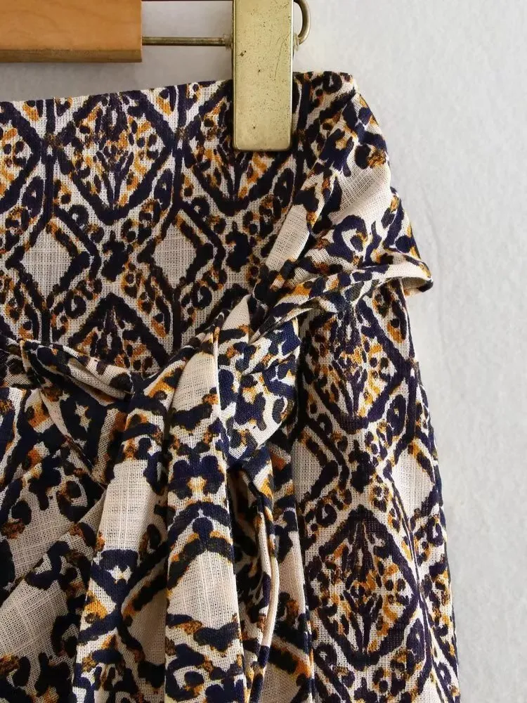 Wrap-style Printed Sarongl Knot Skirt