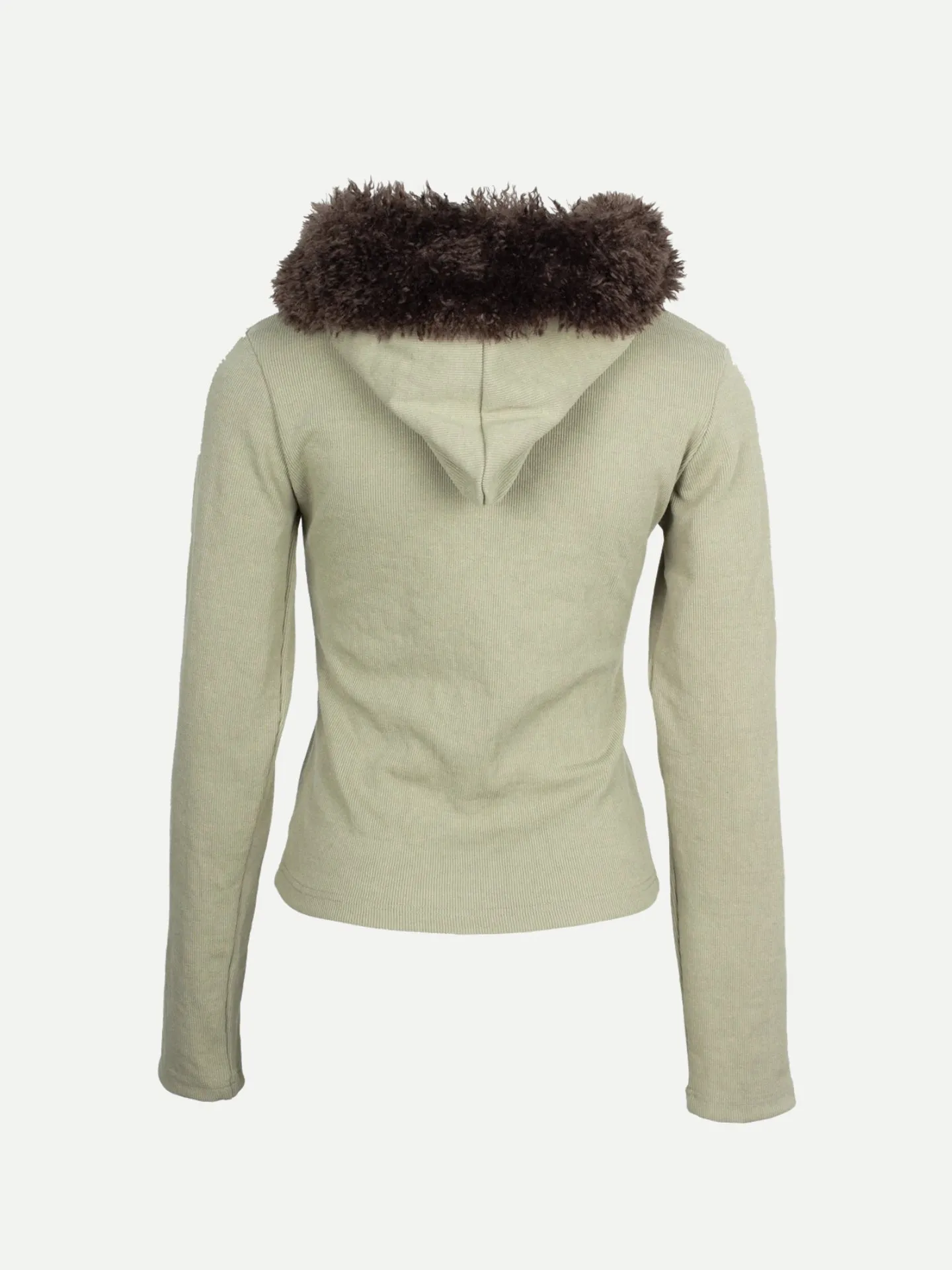 Y2K Faux Fur Hooded Cardigan