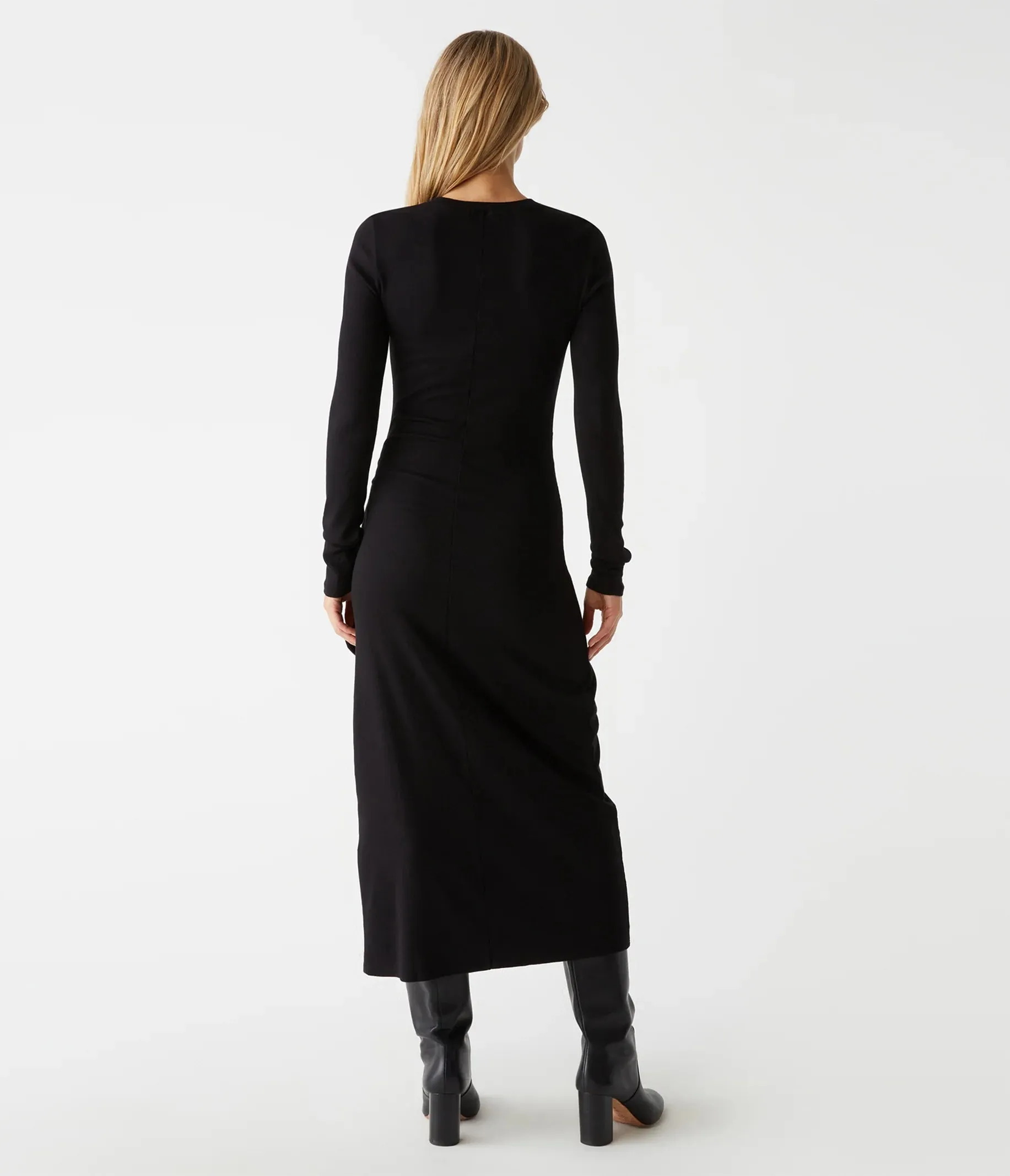 YESSENIA FAUX WRAP MIDI DRESS