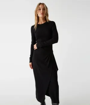 YESSENIA FAUX WRAP MIDI DRESS