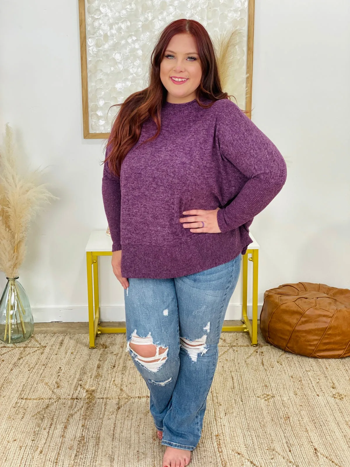 Zenana Brushed Melange Hacci Dolman Long Sleeve Oversized Sweater