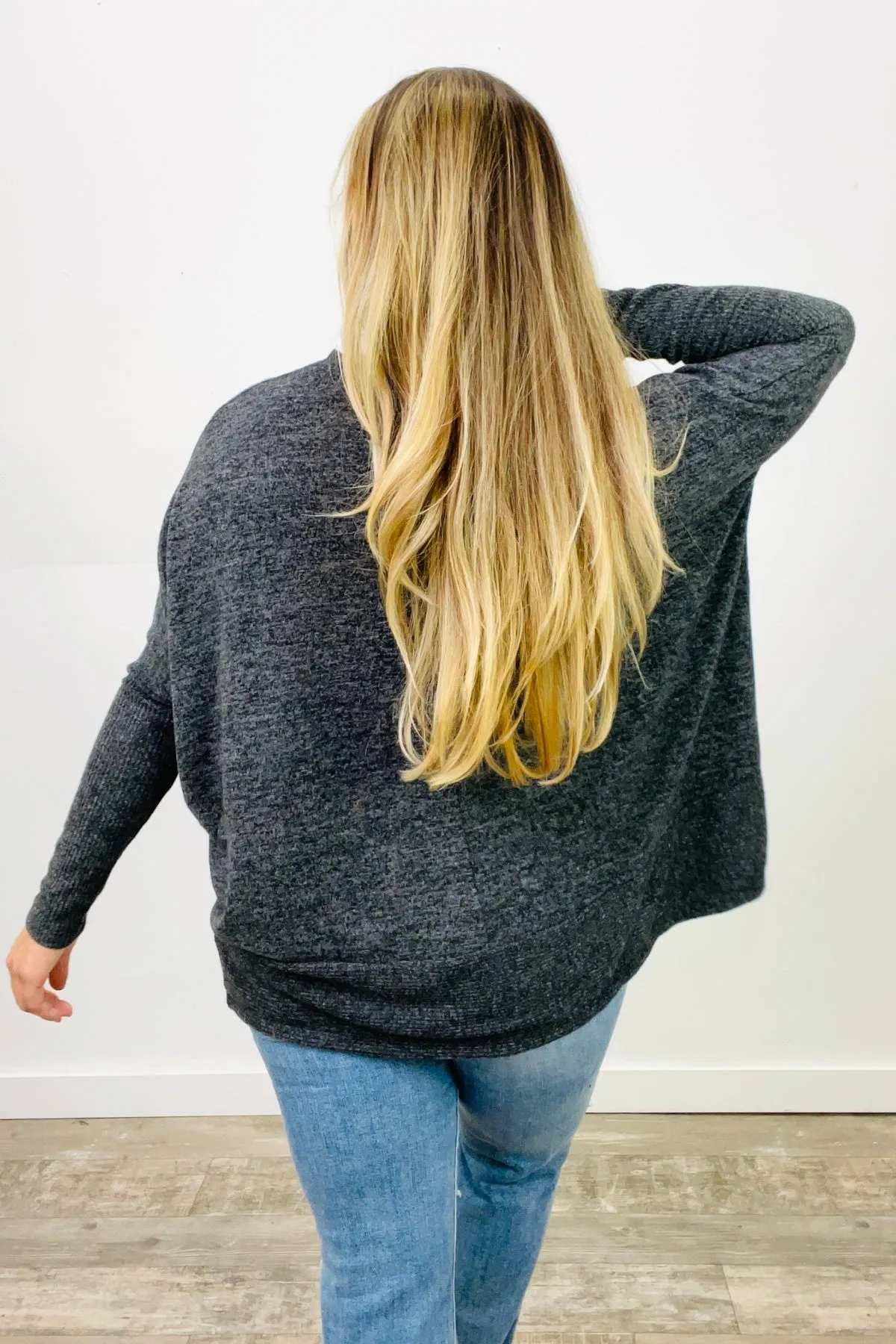 Zenana Brushed Melange Hacci Dolman Long Sleeve Oversized Sweater
